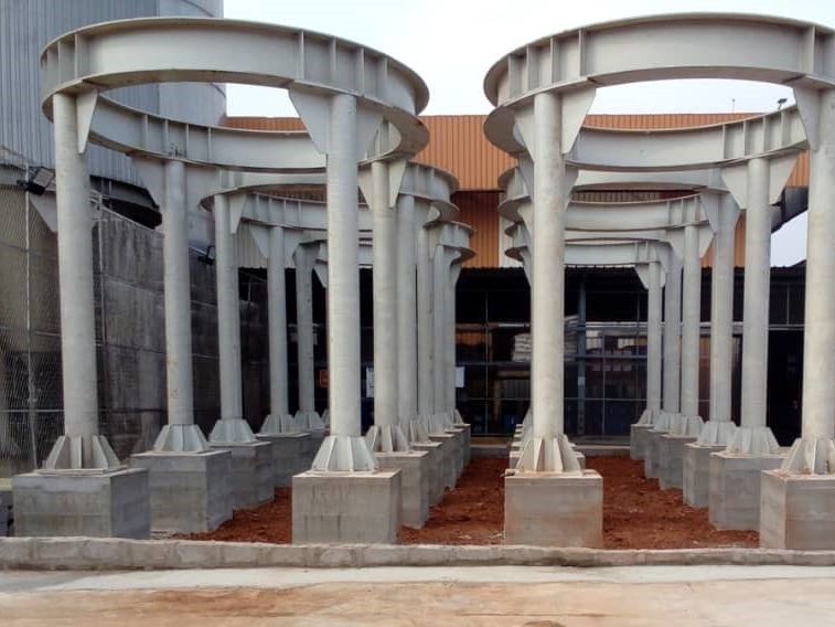 Ouvrages en béton armé réalisés par SOCAGEC sur le site de la Brasserie MOCAF à Bangui